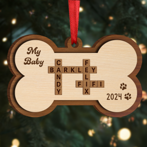 Dogs Names Crossword Puzzle Art Bond Shape Personalized Wooden Ornament