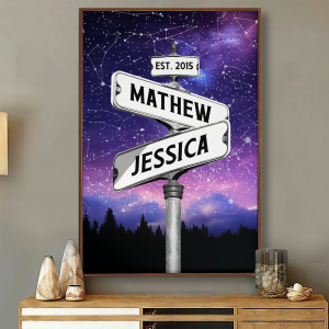 Couple Constellation Custom Star Map Street Sign Personalized Poster, Perfect Home Decor, Engagement Gift Wedding Gift Anniversary Gift For Couple