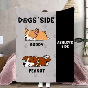My Side My Dogs' Side Personalized Fleece Blanket