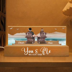 Eternal Sunset Beach Couple Personalized Acrylic LED Night Light, Heartfelt 2025 Gift, Anniversary Gift For Girlfriend, For Wife
