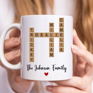 Family Crossword Puzzle Art Gift For Family Friends Personalized Mug