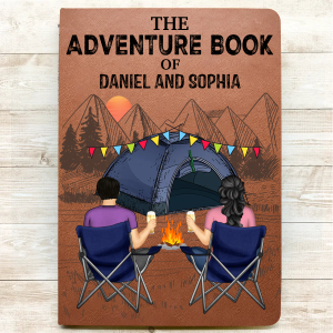 The Adventure Book Couple Camping - Personalized Leather Journal