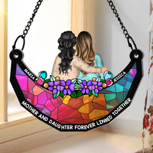 Mother & Daughter Forever Linked Together - Personalized Window Hanging Suncatcher Ornament