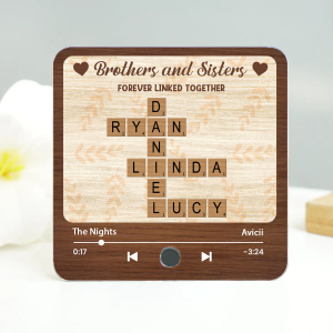 Grandma & Grandkids Forever Linked Together Crossword Puzzle Name Art Personalized Music Fridge Magnet, Heartfelt Mother's Day Gift For Mom For Grandma