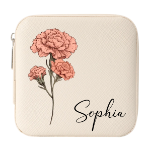 Woman Birth Month Flower Personalized Jewelry Box, Birthday Gift, Mother's Day Gift For Mom, Grandma
