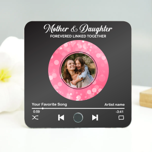 Mom & Daughter Vinyl Custom Photo Personalized Music Fridge Magnet, Perfect 2025 Mother's Day Gift For Mom