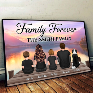 Family Sitting Retro Vintage Beach Landscape Poster, Heartfelt 2025 Mother's Day Gift, Father's Day Gift