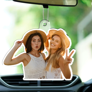 Custom Photo Outline Couple Family Besties - Personalized Acrylic Car Hanger