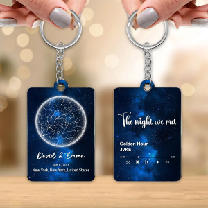 Couple Galaxy Star Map by Location & Date Personalized Acrylic Keychain