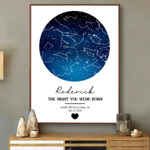 Custom Star Map Personalized Poster, The Night You Were Born, New Baby Gift, Stars The Night Sky, Wedding Constellation Gift