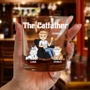 The Cat Father - Personalized Whiskey Glass