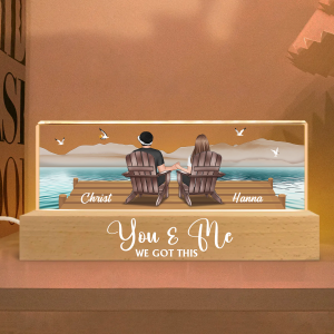 Couple Sitting On The Bridge, Lake Dock Personalized Acrylic Block LED Night Light, Heartfelt 2025 Gift For Couple, For Him, For Her, Boyfriend, Girlfriend, Husband, Wife