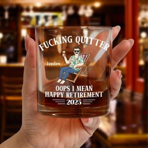 Oops I Mean Happy Retirement - Personalized Whiskey Glass