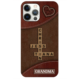 Grandma Mom Kids Names In Crossword Puzzle Personalized Phone Case