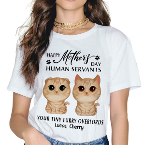 Watercolor Cute Cats Happy Mother‘s Day Cat Human Servant Personalized Shirt