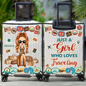 Just A Girl Who Loves Traveling - Personalized Clear Luggage Cover