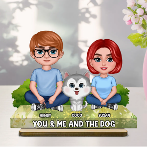 Couple You & Me And The Dogs Cats Personalized Standing Wooden Plaque, Heartfelt Gift For Couple, For Him, For Her, Dog Lovers, Cat Lovers