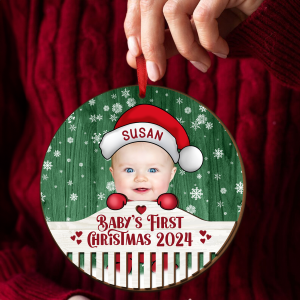 Custom Photo Christmas Baby Crib - Personalized Wooden Ornament