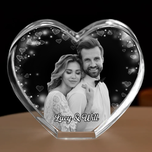 Custom Photo Loving Couple Family - Personalized Crystal Heart