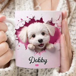 Cute Dog 3D Effect Personalized Mug, Mother's Day, Birthday Gift for Dog Moms