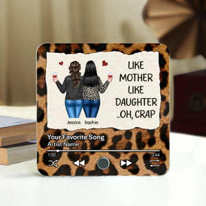 Like Mother Like Daughter Leopard Pattern Personalized Music Fridge Magnet, Funny Mother's Day Gift for Mom, Gift for her