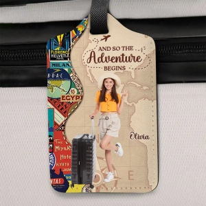 Custom Photo Travel Lover And So The Adventure Begins - Personalized Luggage Tag