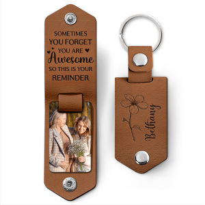 Custom Photo Sometimes You Forget You Are Awesome - Personalized Leather Photo Keychain