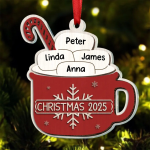 Family - Sugar Cocoa Marshmallows - Personalized Acrylic Ornament - Gift For Family Members