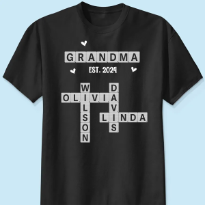 Grandma Grandpa Est. Crossword Art Puzzle Personalized Shirt