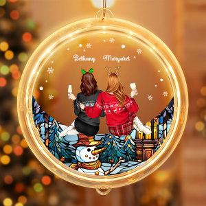 Besties Friends Sitting Together - Personalized LED Pendant Light