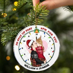 Christmas Couple I'd Stay Up Past 9pm - Personalized Circle Ornament