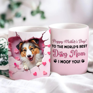Happy Mother's Day Dog Mom 3D Effect Personalized Mug, Mother's Day, Birthday Gift for Dog Moms