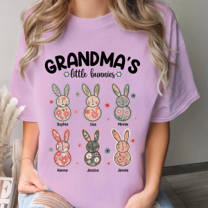 Grandma's Little Bunnies Floral Easter Personalized Shirt