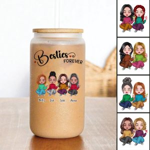 Besties - Besties Forever - Personalize Glass Can (AA) - Makezbright Gifts