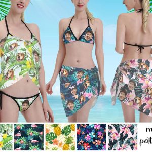 Bikini - Women's Swimsuit Bikini With Faces - Personalized Swimsuit - Makezbright Gifts