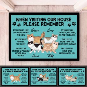 Cat Lovers - Please Remember When Visiting Cats House - Personalized Doormat - Makezbright Gifts