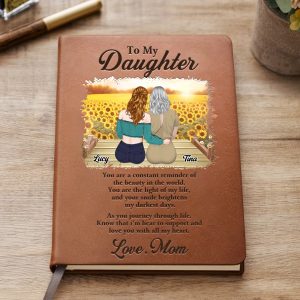 Daughter - You Are The Light Of My Life - Personalized Leather Journal - Makezbright Gifts