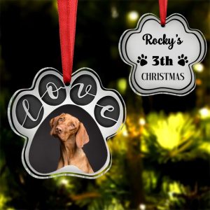 Dog Lovers - Love Paw Print - Personalized Ornament - Makezbright Gifts