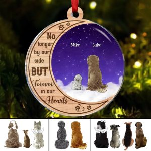 Dog Lovers - No Longer By Your Side But Forever In Our Hearts – Personalized Acrylic Ornament - Makezbright Gifts