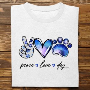 Dog Lovers - Peace Love & Paws - Personalized White Unisex T - Shirt (Ver 2) - Makezbright Gifts