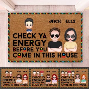 Family - Check Ya Enegry - Personalized Doormat - Makezbright Gifts