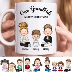 Family - Our Grandkids Merry Christmas - Personalized Mug - Makezbright Gifts