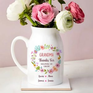 Family - Thanks For Helping Us Grow - Personalized Flower Vase - Makezbright Gifts