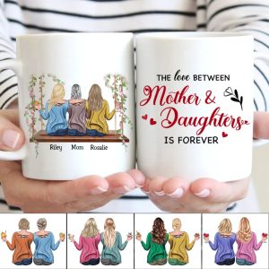 Family - The Love Between Mother & Daughters Is Forever - Personalized Mugs - Makezbright Gifts