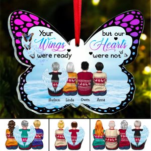 Family - Your Wings Were Ready But Our Hearts Were Not - Personalized Butterfly - shaped Acrylic Ornament (TT) - Makezbright Gifts