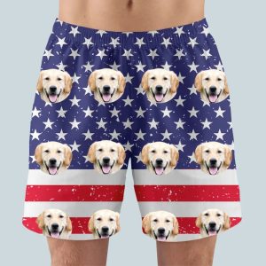 Father's Day - Custom Photo America Flag - Personalized Beach Short - Makezbright Gifts