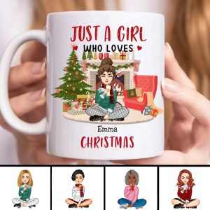 Friends - Just A Girl Who Loves Christmas - Personalized Mug - Makezbright Gifts