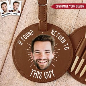 Golf Lovers - If Found Return To This Guy - Personalized Leather Golf Bag Tag - Makezbright Gifts
