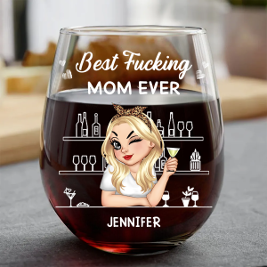 Best Mom Ever - Personalized Stemless Wine Glass