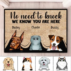 Pet Lovers - No Need To Knock We Know You're Here - Personalized Doormat - Makezbright Gifts